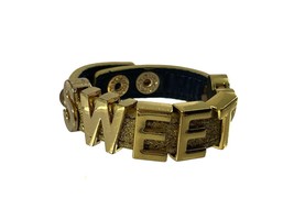 BCBG Generation Gold Tone Sweet Bracelet Slide Glitter Gangsta Mob Wife Cuff - £9.49 GBP