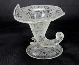 Crystal Fenton Candle Holder In the Shape of a Cornucopia, Frosted Etched  - $14.65