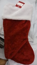 Holiday Time Red &amp; White 16” Christmas Stocking Faux Fur Trim - £6.81 GBP