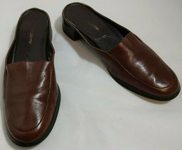 Liz Claiborne Lafayette Brown Leather Slides Mules 2&quot; Heel Size 8.5M - $7.06