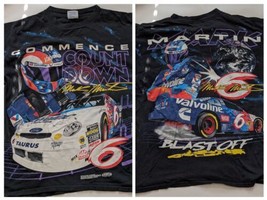 1993 Mark Martin 6 Blast Off All Over Print Black T Shirt Nascar Track Gear L - $137.57