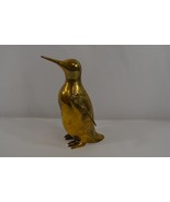 Brass Penguin Figurine 8&quot; Vtg Metal Statue Antarctic Bird Long Beak - £26.33 GBP
