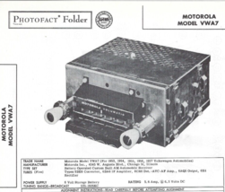 1957 Motorola VWA7 For Volkswagen Car Radio Photofact Manual 1953 1954 1955 1956 - $9.89