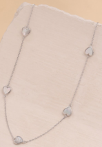 925 Sterling Silver MOP Shell Dainty Heart Station Necklace Jewelry For ... - $90.99 CAD