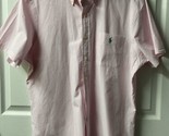 Ralph Lauren Short Sleeved  Button Down Shirt Mens Large Pink White Seer... - $21.97