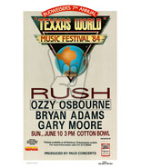 TEXXAS JAM 1984 ROCK ART CONCERT POSTER 11x17 RUSH OZZY OSBOURNE BRYAN A... - £9.02 GBP