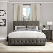 Queen-Size Lexicon Bayard Upholstered Panel Bed In Charcoal. - £422.79 GBP