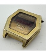 Vintage Bulova Men Red LED Digital Watch Men Gold Tone Barrel ~ For Part... - $78.20 CAD