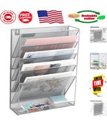 Sophisticated Gray 6-Tier Wall Organizer for Papers and Magazines, Easy ... - $49.49