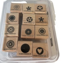 2005 Stampin&#39; Up Little Pieces 12 pc Rubber Stamp Set Wood Mounted - £6.20 GBP