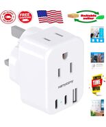 Compact UK Ireland Travel Adapter with 2 USB-C Ports &amp; 3 USB for Fast Ch... - $350.07 MXN