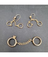 Vintage Wedding Ring Bridal Shower Dangle Earrings Gold Tone Costume Jew... - $13.50 CAD