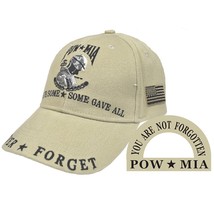 CP00505 Khaki POW*MIA &quot;Never Forget&quot; Cap w/ Embroidered Logo and Lettering - £10.43 GBP
