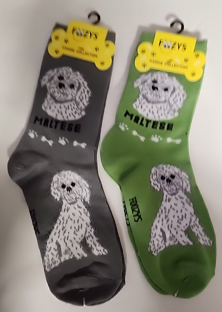 FOOZYS CANINE MALTESE DOG PUPPY SOCKS DRESS CASUAL UNISEX SOX PET 2 PAIR... - $9.45