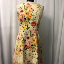 Ellelauri Chole Women&#39;s Dress Light Yellow Floral Print Silk Size Large - $49.50