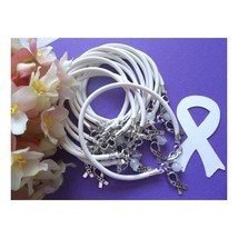 1 DZ LUNG CANCER AWARENESS BRACELETS/WHITE /&#39;HOPE&#39; RIBBON CHARM GREAT QU... - £15.06 GBP