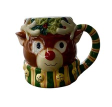 Susan Winget XL Coffee Mug Certified International Red Nose Reindeer Chr... - $207.70 MXN