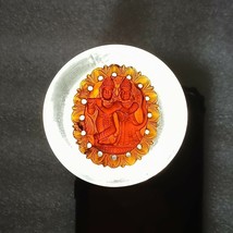 Radha Krishna Idol made from Natural Hessonite Gomed Gemstone Hand Curving - £174.65 GBP
