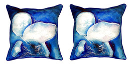 Pair of Betsy Drake Blue Jellyfish Large Indoor Outdoor Pillows 12 X 12 - £54.26 GBP