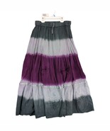 Jackpot Purple Gray Tie Dye Tiered Maxi Skirt One Size Elastic Waist Boh... - $49.23 CAD