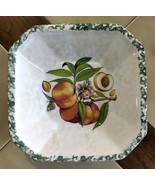 HIMARK Squared Spongeware Stoneware PEACHES Serving Bowl (Italy) - $14.60