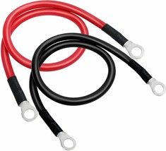 4 Awg Gauge Battery Cables 24 Inch Power Inverter Cable 3/8&quot; In Lugs For... - £29.10 GBP