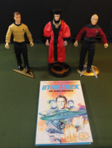 Bundle Star Trek Memorabilia Cpt Kirk Cpt Picard &amp; Q Action Figures W/ Pc Game - $87.11