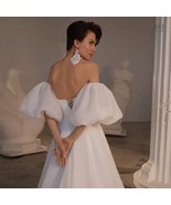 Shiny Organza Satin Wedding Sleeves, Chic Bride Puffy Lantern Detachable... - £81.97 GBP