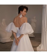 Shiny Organza Satin Wedding Sleeves, Chic Bride Puffy Lantern Detachable... - $104.95