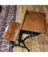 Antique ASC Metal & Wood Student School Desk Nice Industrial Look Classic Decor - $159.99