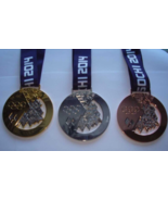 2014 Sochi Olympic Medals Set (Gold/Silver/Bronze)  with Silk Logo Ribbo... - £69.62 GBP