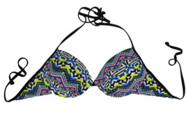 Women M Joe Boxer Swimsuit Bikini Top Tie Back Padded Pushup Bright Y2K Vintage - £10.27 GBP