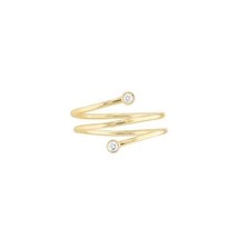 14K Solid Gold Diamond Wrap Around By Pass Ring - Size 6, 7, 8 - Yellow - £283.41 GBP