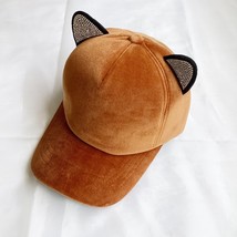 Diamond-Embedded Cat Ears Autumn Winter Women&#39;s Hat Casual Peaked Cap Velvet War - £11.01 GBP
