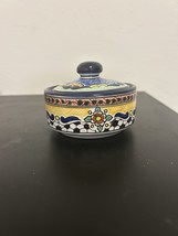 Mexican Talavera Art Pottery Bowl Trinket Dish With Lid-4”x2” - $14.85