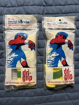 Vintage Dri Grip Brand Wrist Bands 2 Packs Of 2 Each Yellow &amp; Green - $16.00
