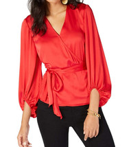 allbrand365 designer Womens Belted Wrap Top Size X-Large Color Real Red - £67.79 GBP