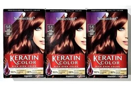 3 BOXES Schwarzkopf 5.6 Warm Mahogany Keratin Anti-Age Permanent Hair Color Dye - $43.55