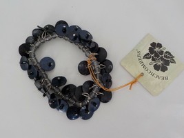 Beachcombers Black &amp; Gray Colored Elastic Bracelet Beads Costume Jewelry Beach - £8.11 GBP
