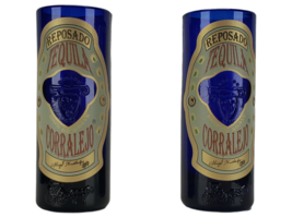 Vintage Shot Glasses Tequila Corralejo Reposado Cobalt Blue Double Shot Lot of 2 - £13.90 GBP