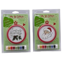 Bucilla My 1st Stitch Learn To Cross Stitch Lot of 2 Santa & Seasons Greetings  - $9.49