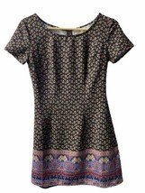 Hollister Juniors Size XS Brown Sheath Dress Floral Round Neck Short Sleeve - £8.59 GBP