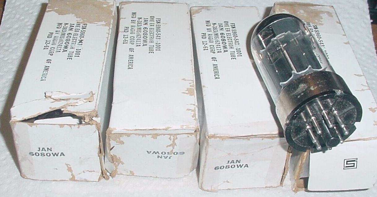 1 NOS RCA JAN CRC 6080WA Black Plate Post Heavy Mica Tested TV-10B Gm=21... - $15.99