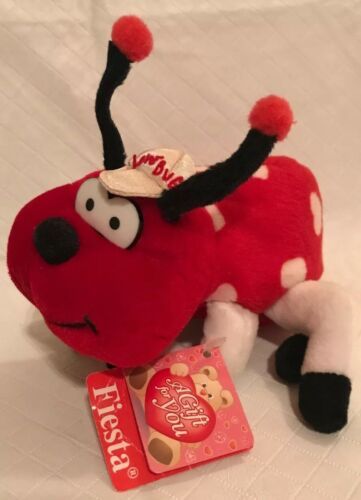 Primary image for Vintage 1998 Fiesta Valentine Love Bug Bean Bag Plush Gift Red White Hearts Tag