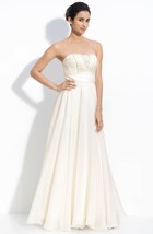 Theia Beaded Silk Organza Strapless Gown SZ 8 Ivory - £170.45 GBP