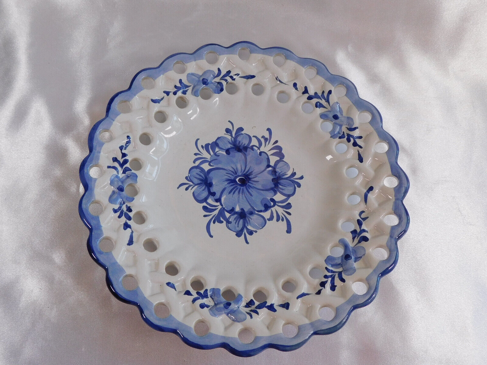 Primary image for Blue and White Floral Plate from Portugal # 23283