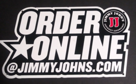 Authentic Jimmy Johns ORDER ONLINE Food Tin Advertising Sign 6.5&quot;h x 12&quot;w c2010s - £23.52 GBP