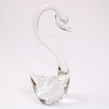 Vintage ACC Hand Made Crystal Clear Glass Swan Bird Figurine Made In Taiwan - $11.18