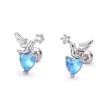 Trendolla Flying Bird With Heart CZ Flat Back Earrings - £39.51 GBP