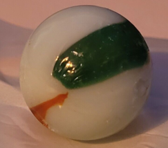 Vintage Shooting Marble Green White Red Chips Swirling Collectible Decorate - $10.99